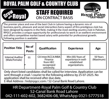 Jobs in Royal Palm Golf & Country Club Lahore